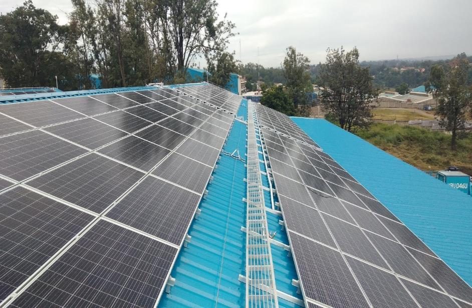 A completed rooftop solar panel installation